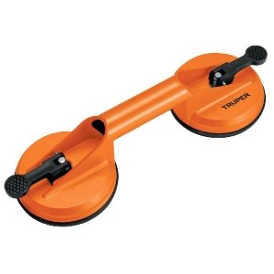 Ventosa de aluminio para vidrio, 2 copas de succión, Truper 100761