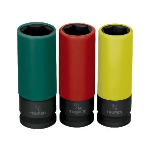 Juego 3 dados largos 1/2' impacto protección plástica 6p std 100941