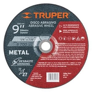 Disco Tipo 27 de 9' x 6.4 mm para desbaste de metal, Truper