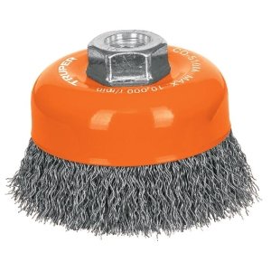 Carda copa 4' alambre ondulado fino, eje M14, Truper 11532