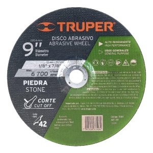 Disco Tipo 42 de 9' x 3.2 mm para corte de piedra, Truper 11557