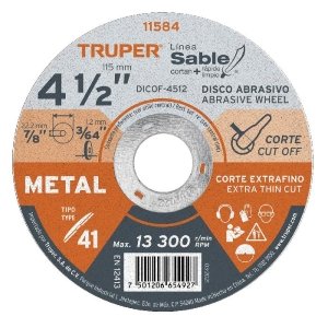 Disco Tipo 41 de 4-1/2' x 1.2 mm corte fino de metal, Sable 11584