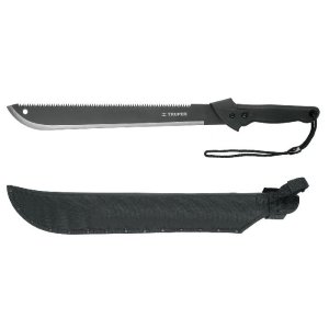 Machete doble filo 18' cacha bimaterial, con funda, Truper 13098