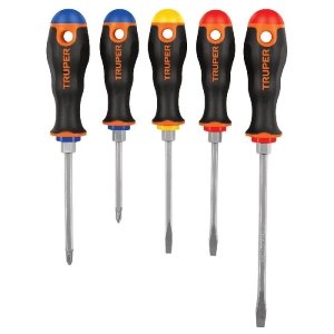 Juego de 5 desarmadores mango Comfort Grip, Truper 14138