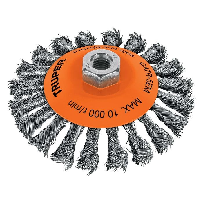 14189.jpg Carda tipo cónico 5' alambre trenzado, eje M14, Truper 14189 - Image 1