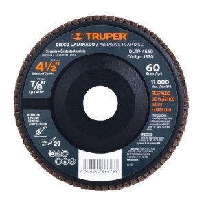 Disco laminado 4-1/2' grano 60 centro 7/8', plástico, TRUPER