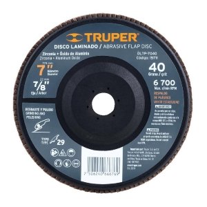 Disco laminado 7' grano 40 centro 7/8', plástico, TRUPER