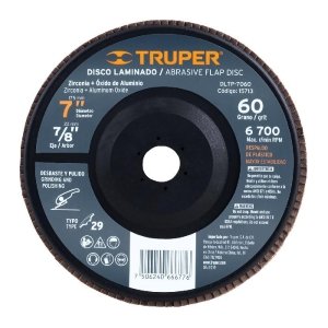 Disco laminado 7' grano 60 centro 7/8', plástico, TRUPER
