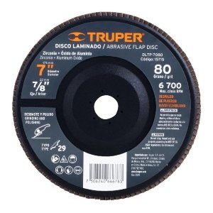 Disco laminado 7' grano 80 centro 7/8', plástico, TRUPER