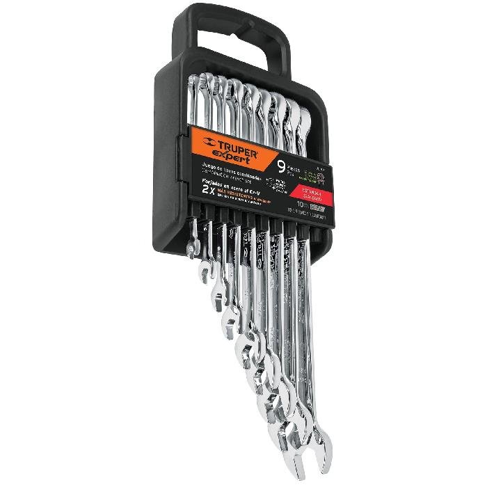 15774.jpg Juego de 9 llaves combinadas mm pulidas, Truper Expert 15774 - Image 1