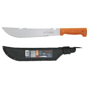 Machete rambo 12' cacha remachada naranja, con funda, Truper 15890