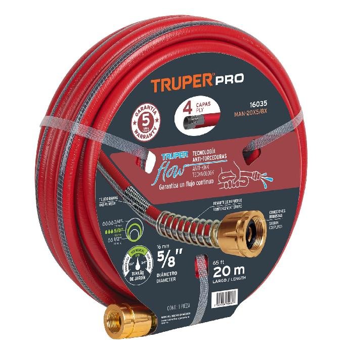 16035.jpg Manguera 5/8' super reforzada 4 capas 20 m conexiones metal 16035 - Image 1