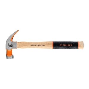 Martillo pulido 16 oz uña curva, mango hickory, Truper Grip 16654