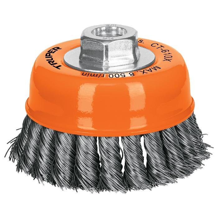 17531.jpg Carda copa 4' alambre trenzado grueso, eje 5/8'-11, Truper 17531 - Image 1