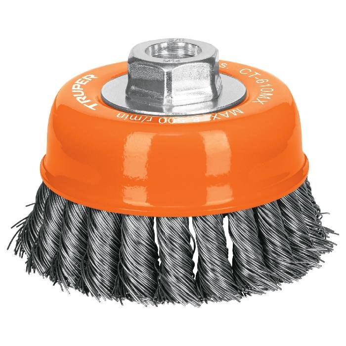 17532.jpg Carda copa 4' alambre trenzado grueso, eje M14, Truper 17532 - Image 1