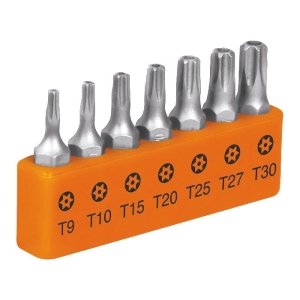 Juego de 7 puntas torx combinadas c/seguro largo 1', Expert 17797