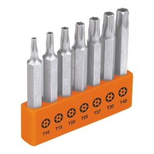Juego de 7 puntas torx combinadas c/seguro largo 2', Expert