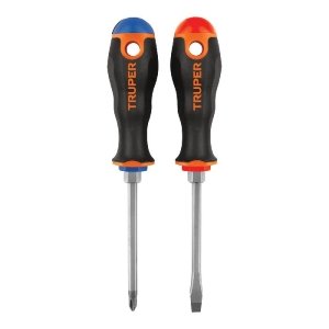 Dúo de desarmadores 1/4' x 4' mango Comfort Grip, Truper 19622