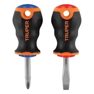 Dúo de desarmadores 1/4' x 1-1/2' mango Comfort Grip, Truper 19624