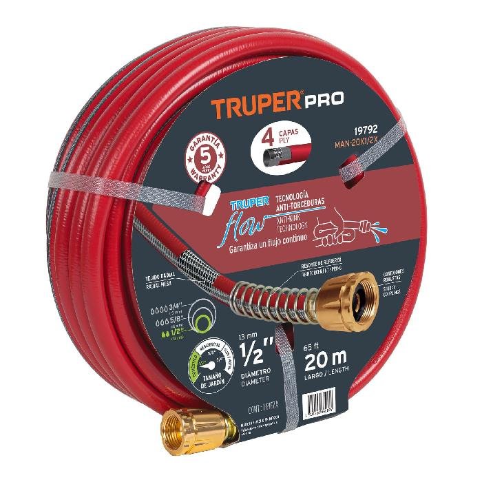 19792.jpg Manguera 1/2' super reforzada 4 capas 20 m conexiones metal 19792 - Image 1