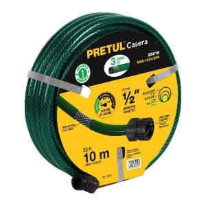 Manguera 1/2' reforzada 3 capas 10m conexiones plást, Pretul 25016