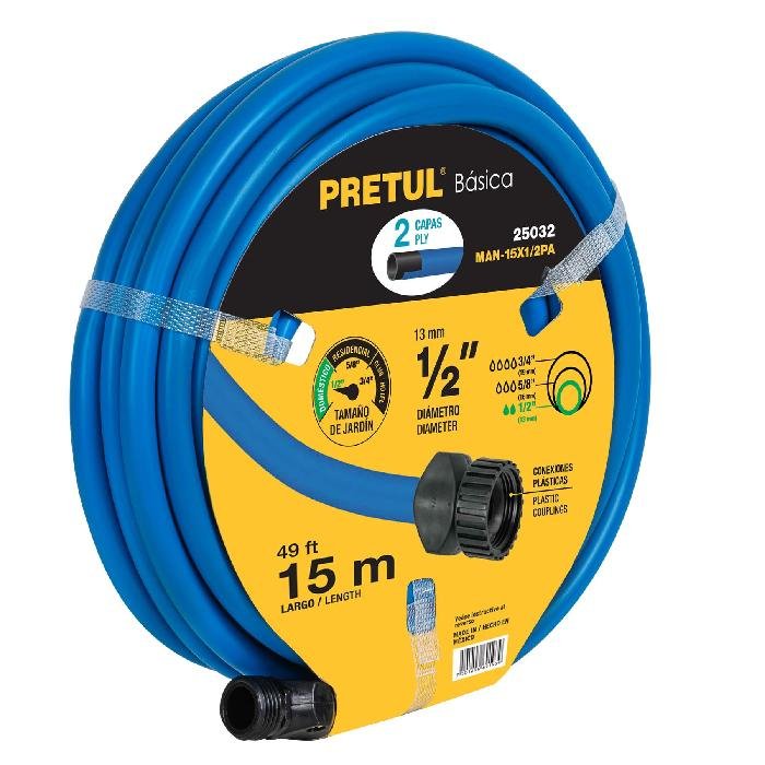 25032.jpg Manguera azul 1/2' 2 capas 15 m conexiones plásticas, Pretul 25032 - Image 1