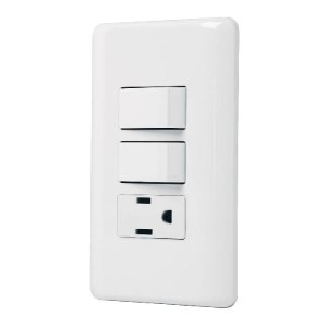 Placa armada con contacto y 2 interruptores sencillos, Basic 25081