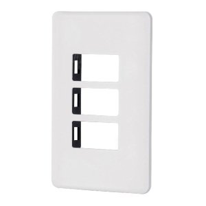 Placa 3 módulos de ABS, blanca, Volteck Basic 27224
