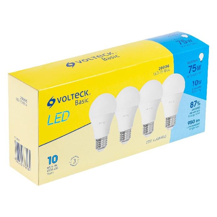 28006.jpg Pack de 4 lámparas LED A19 10 W (equiv. 75 W), luz de día 28006 - Image 1