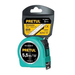 Flexómetro verde 5.5 m cinta 25 mm, en tarjeta, Pretul 28024