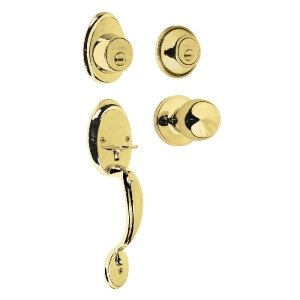 Jaladera, perilla y cerrojo llave-llave, latón brillante 43020