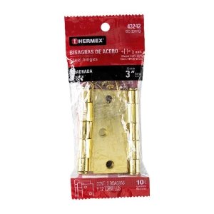 Bolsa c/2 bisagras cuadradas de 3', latonado, cabeza plana 43242