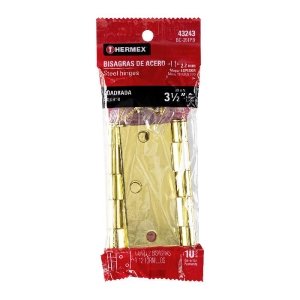 Bolsa c/2 bisagras cuadradas 3-1/2', latonado, cabeza plana 43243