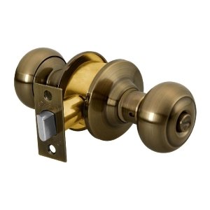 Cerradura tipo oval para baño, latón antiguo, Hermex 43453