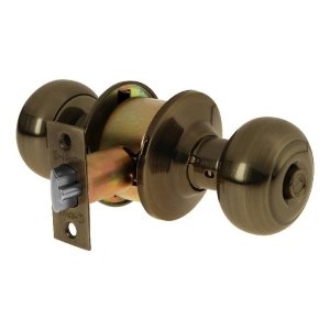 Cerradura tipo oval para recámara, latón antiguo, Hermex 43455