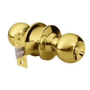 Cerradura tipo esfera para recámara, latón brillante, Hermex 43473