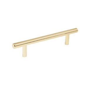 Jaladera de acero, 128mm, línea Cilindro, latón brillante