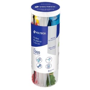 Bote con 1000 cinchos plásticos en colores surtidos, Volteck 44017