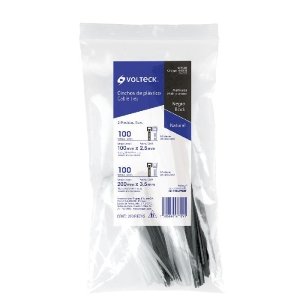 Bolsa con 200 cinchos plásticos negros y naturales, Volteck 44018