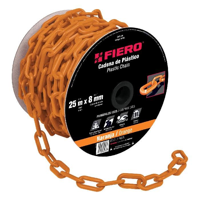 44185.jpg Metro de cadena de 8 mm de plástico naranja, carrete de 25 m 44185 - Image 1
