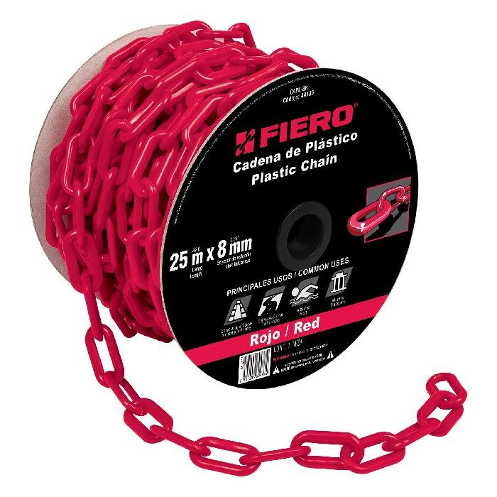 44186.jpg Metro de cadena de 8 mm de plástico roja, carrete de 25 m 44186 - Image 1