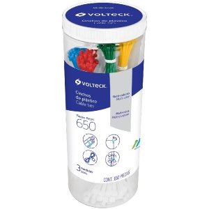 Bote con 650 cinchos plásticos en colores surtidos, Volteck 44298