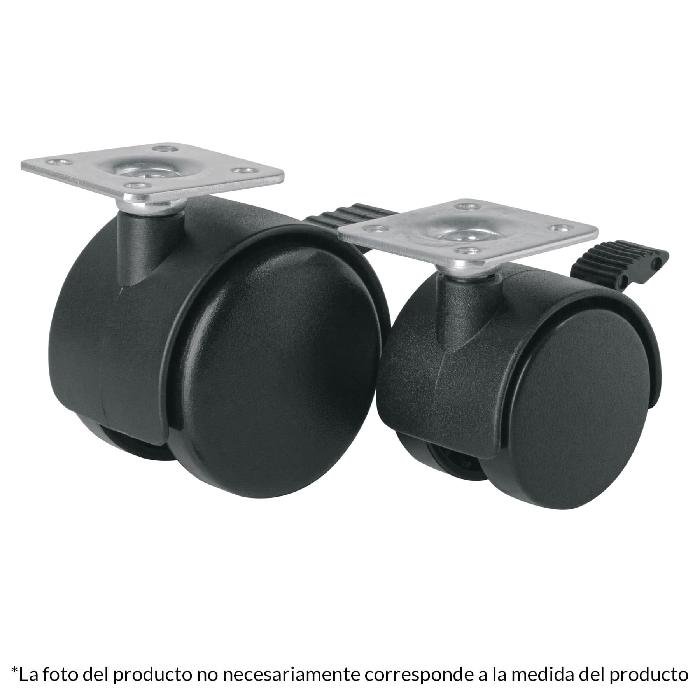 44389.jpg Rodaja tipo yoyo de 50 mm con placa, con freno, Fiero 44389 - Image 1