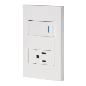 Placa armada 1 interruptor,1 contacto,1mod, Española, blanco 45590