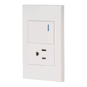 Placa armada 1 interruptor,1contacto,1.5mod,Española, blanco 45591