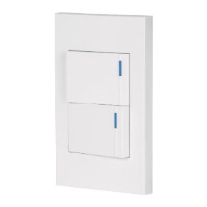 Placa armada 2 interruptores, 1.5 módulos, Española, blanco 45595