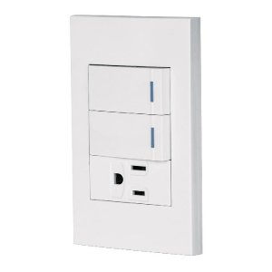 Placa armada 2 interruptores,1 contacto,1mod,Española,blanco 45597