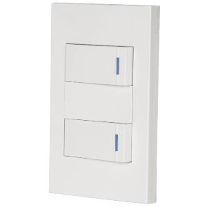 Placa armada 2 interruptores 1de 3vías,1 mod,Española,blanco 45602