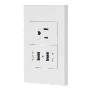 Placa armada 1contacto, 2puertos USB, 1.5mod,Española,blanco 45603