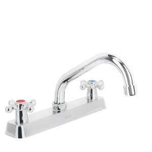 Mezcladora 8' p/fregadero, cuello corto, manerales cruceta 45611